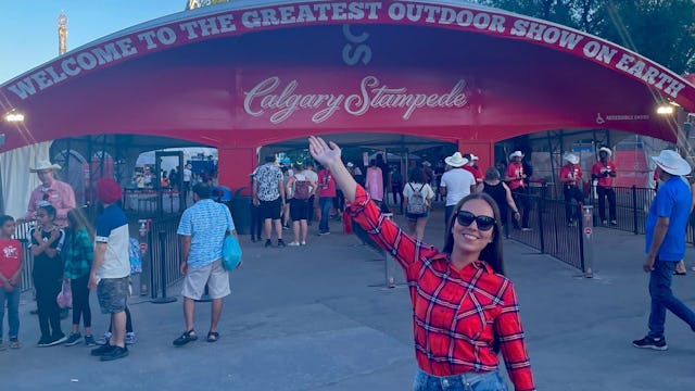 Leah from Paramount Crusies at the Calgary Stampede entrance in Calgary, Alberta, Canada