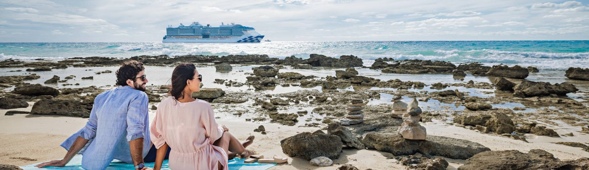 Princess - Princess Cays - couple beach ship