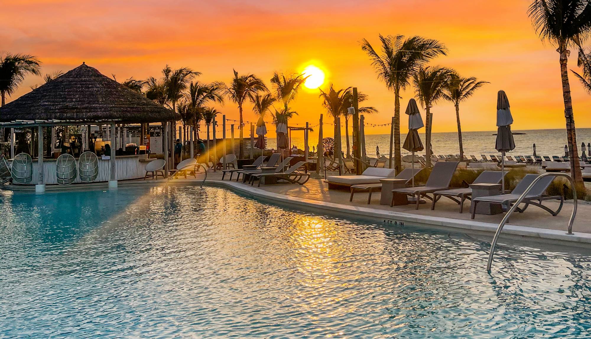Virgin Voyages - Bimini Beach Club - Pool Sunset