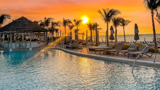 Virgin Voyages - Bimini Beach Club - Pool Sunset