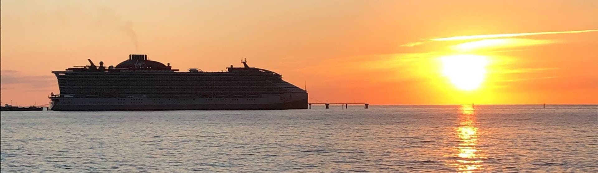 Virgin Voyages - Bimini Beach Club - Ship sunset