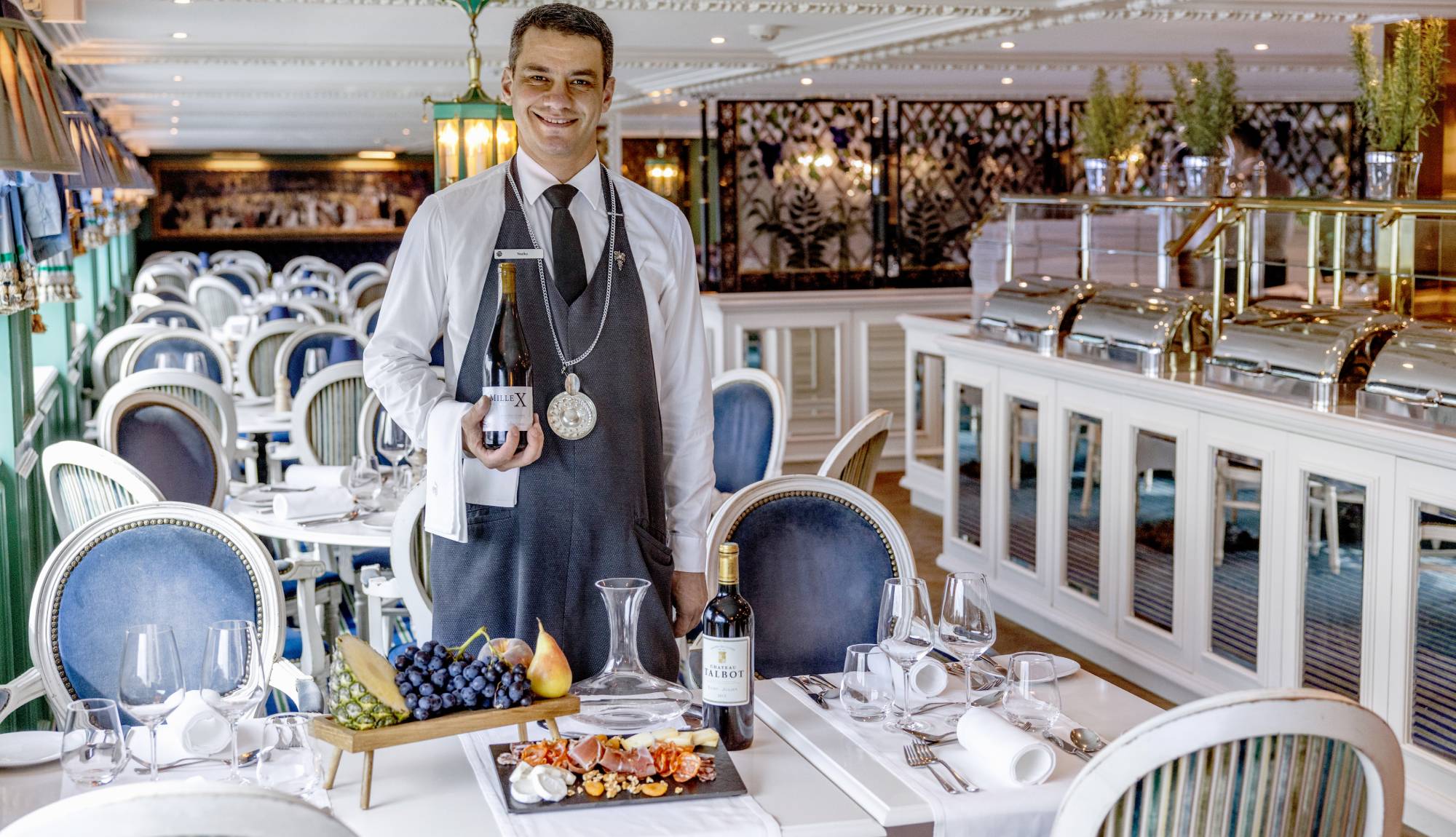 Uniworld River Cruises - Sommelier in Cézanne Restaurant, S.S. Catherine