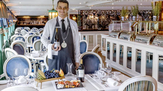 Uniworld River Cruises - Sommelier in Cézanne Restaurant, S.S. Catherine