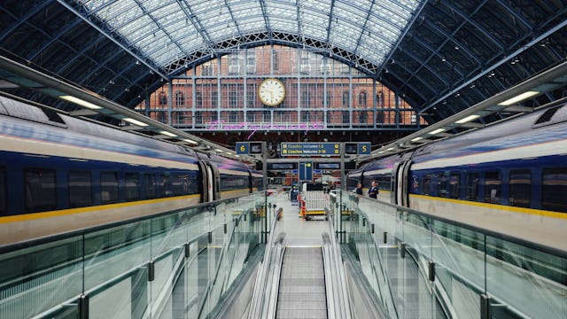 Eurostar train station London for no-fly river cruises in Europe