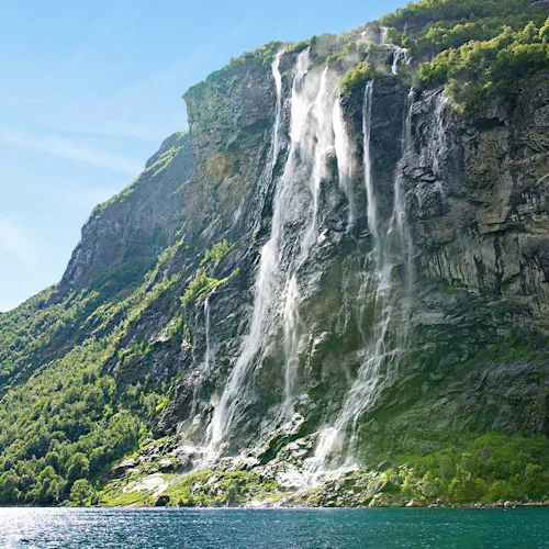 Waterfall in Geirangerfjord, Norway - Norwegian Fjords