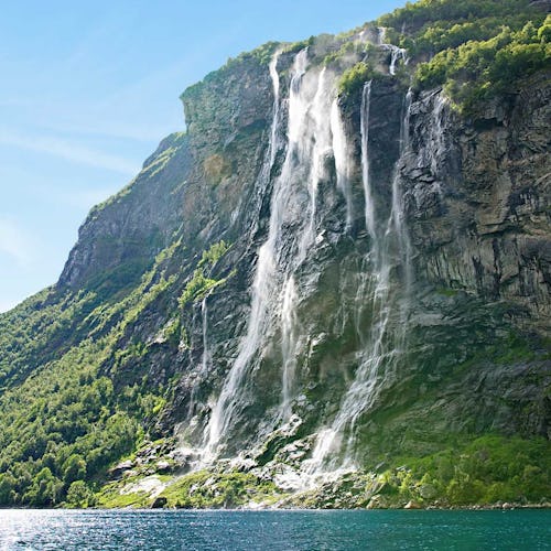 Waterfall in Geirangerfjord, Norway - Norwegian Fjords