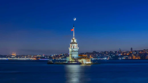 Istanbul, Turkey - Istanbul, Turkey - Maiden's Tower at Night