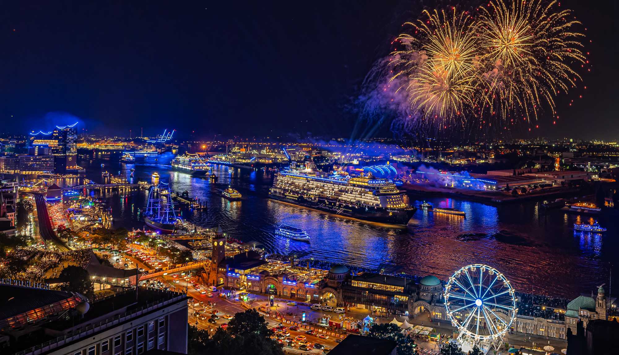 Hamburg, Germany - Hamburg Cruise Days Parade and Fireworks show