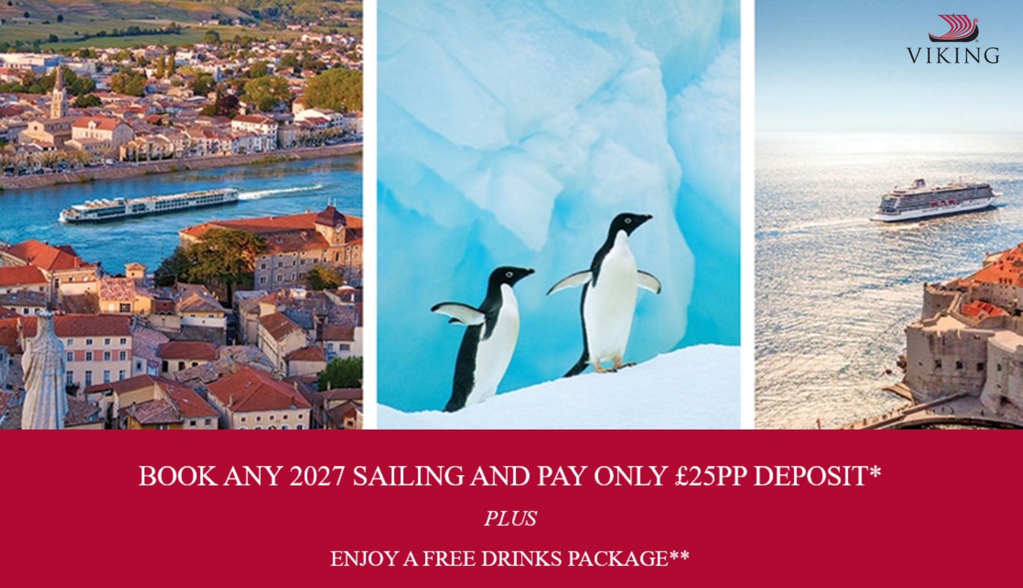 BOOK ANY 2027 SAILING AND PAY ONLY £25PP DEPOSIT PLUS ENJOY A FREE DRINKS PACKAGE