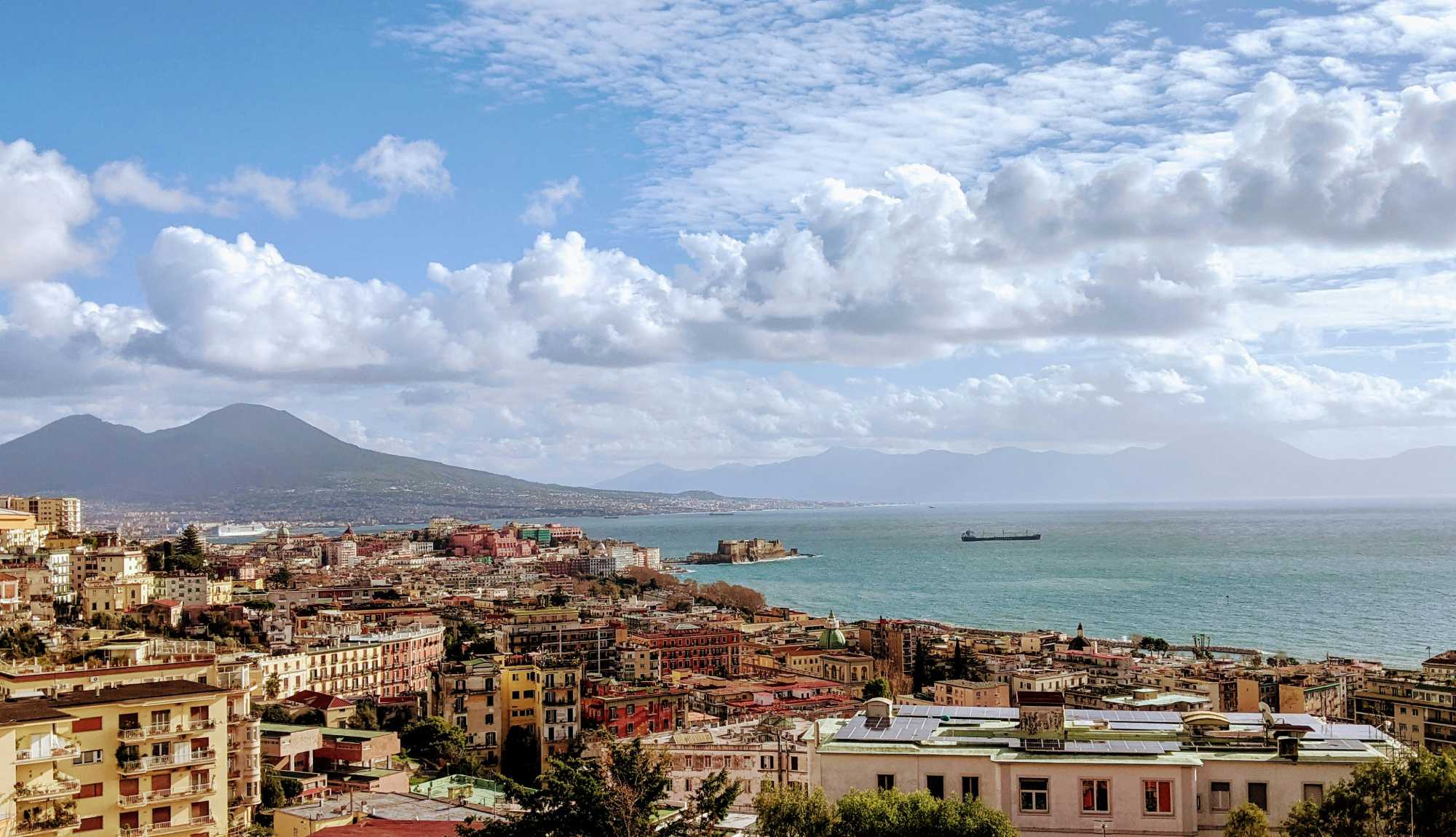 Naples, Italy - Skyline with Mount Vesuvius in the Background