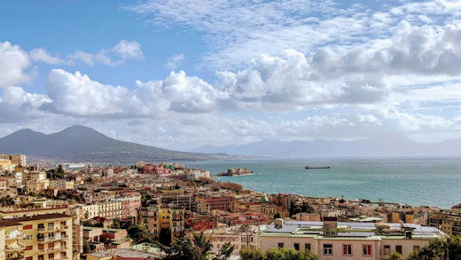 Naples, Italy - Skyline with Mount Vesuvius in the Background