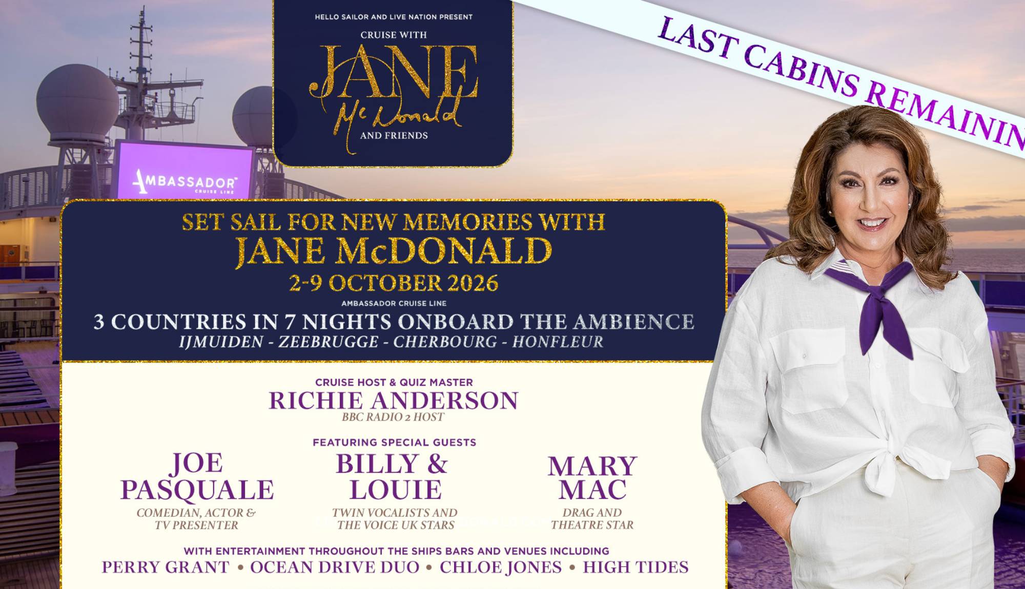 Ambassador Cruise Line Themed Cruises - Cruise with Jane McDonald