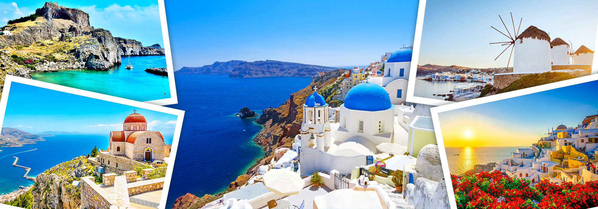 Banner collage of the Greek Islands