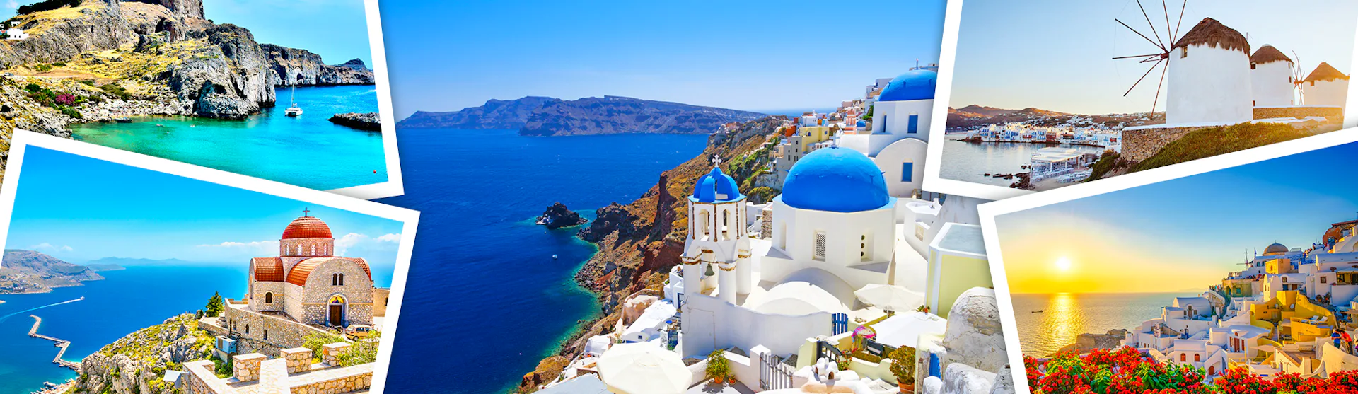 Banner collage of the Greek Islands