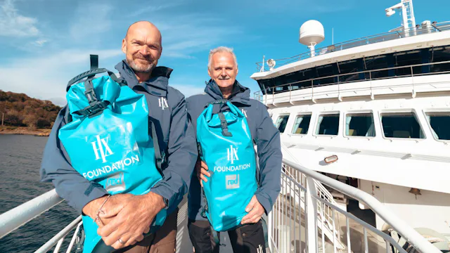 HX Expeditions - Big Blue Bag Launch Monty and HX CEO