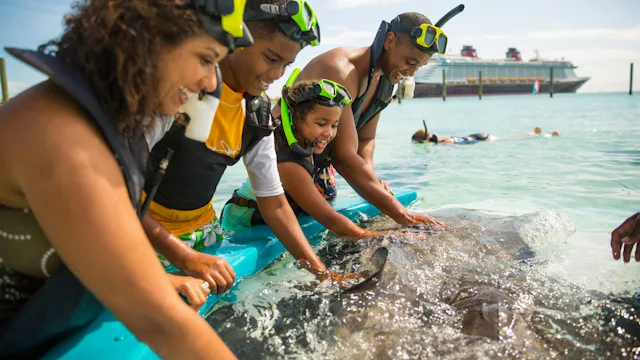 Disney Castaway Cay - Guests at Castaway Ray's Stingray Adventure, Disney Castaway Cay