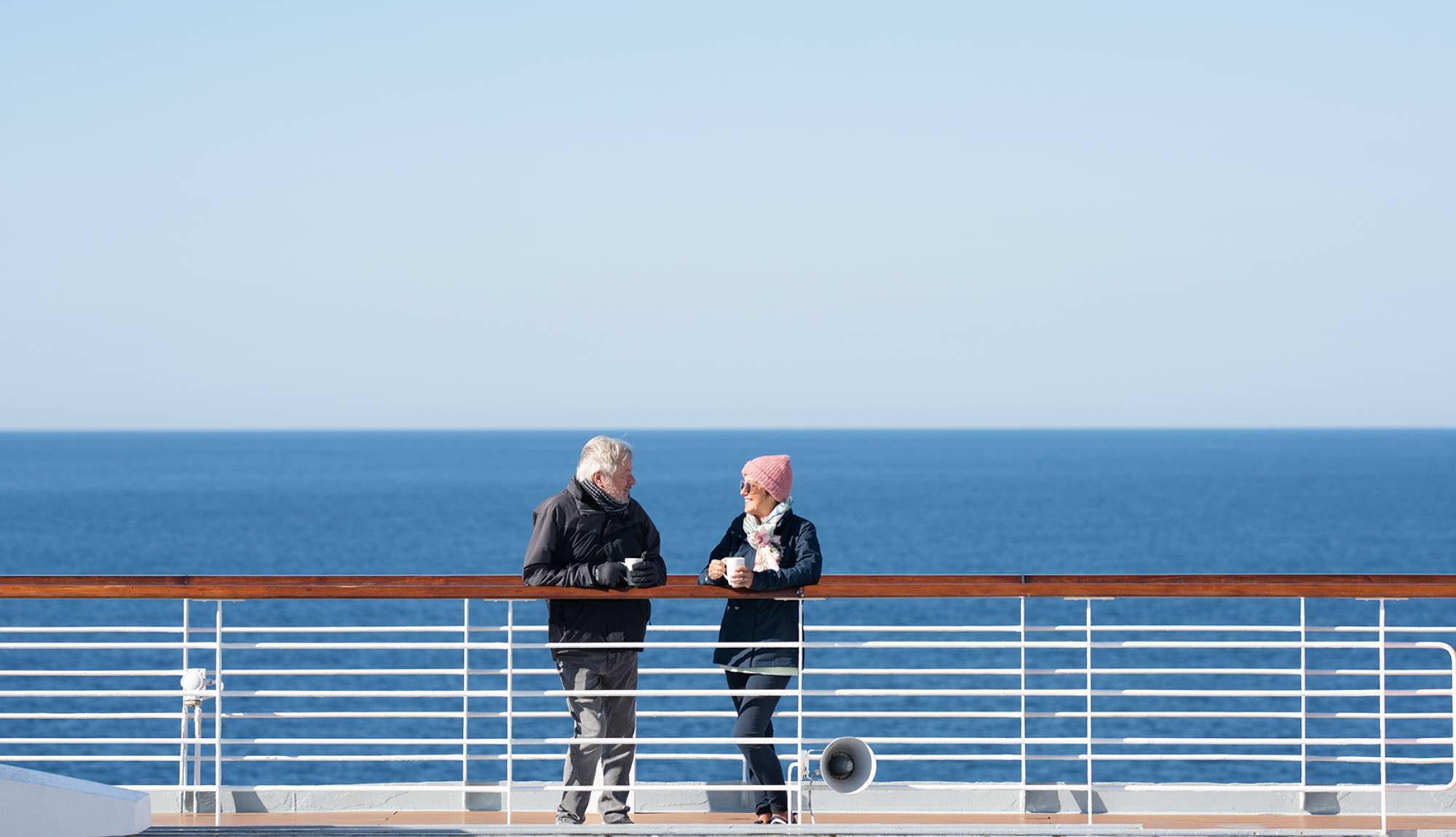 Fred. Olsen Cruise Lines Solo Cruising - Solo Guests enjoying coffee on deck