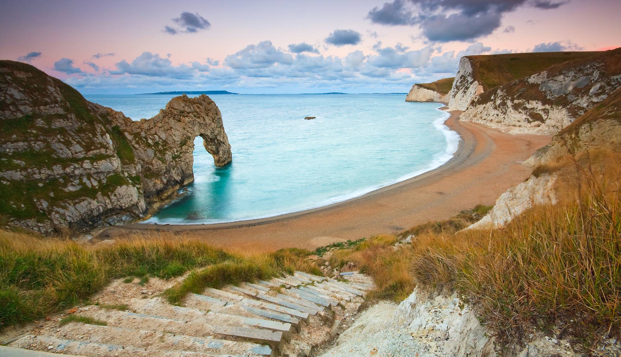 Durdle Door in Dorset, Jurassic Coast, England, UK - Beach Panoramic