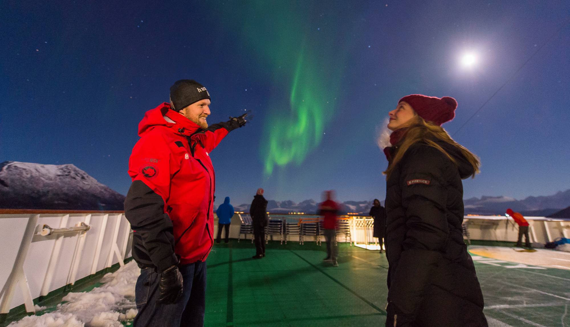 Hurtigruten Northern Lights Cruises - Searching for the Northern Lights on deck
