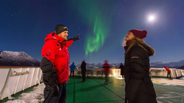 Hurtigruten Northern Lights Cruises - Searching for the Northern Lights on deck