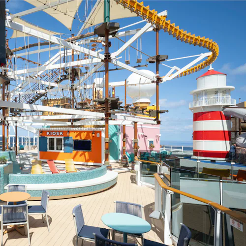 MSC World America - The Harbour Kiosk Sign High rupe course Public areas Sitting area Chair Table Lighthouse