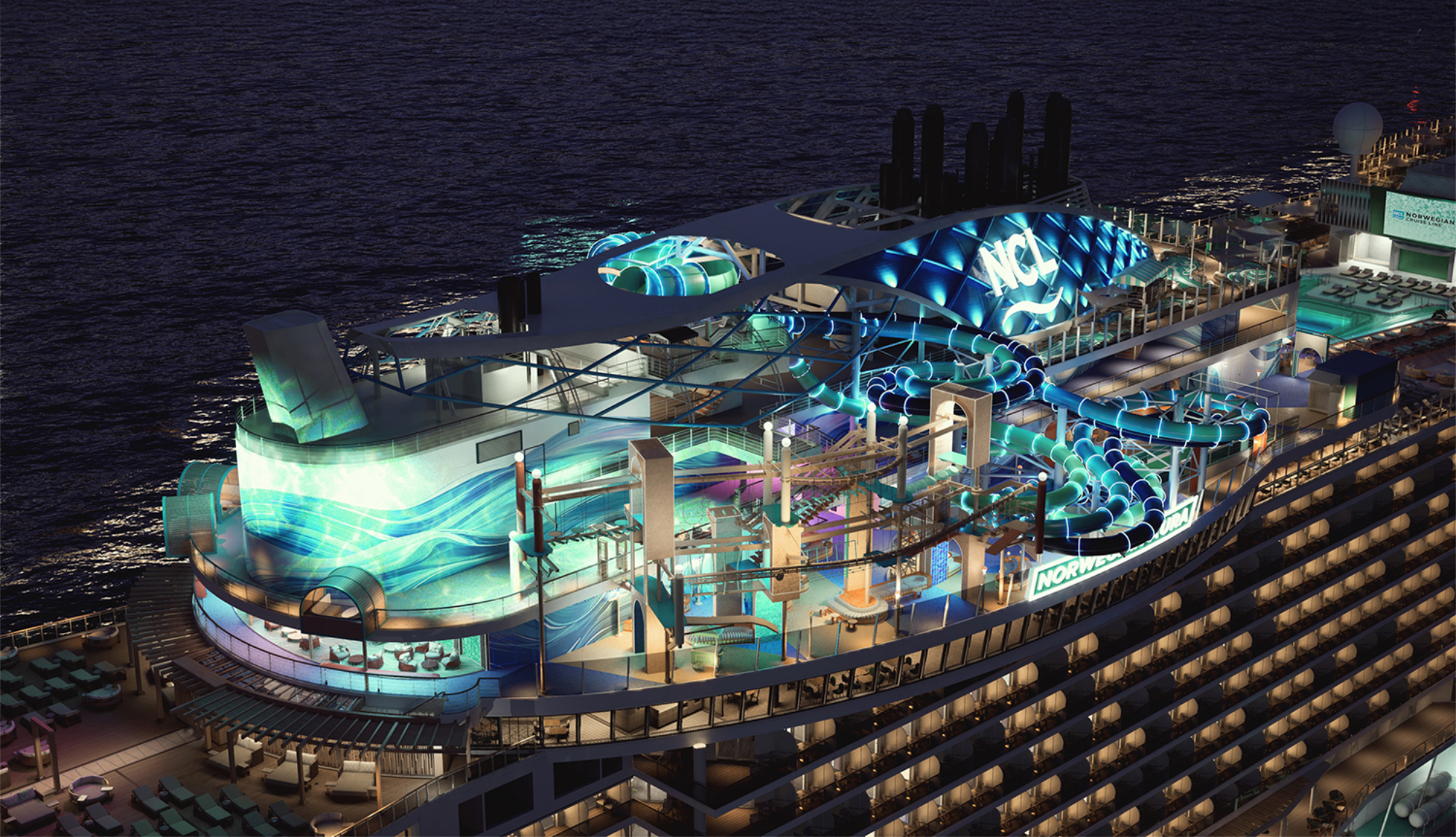 Norwegian Cruise Line - Norwegian Aura - Ocean Heights night rendering
