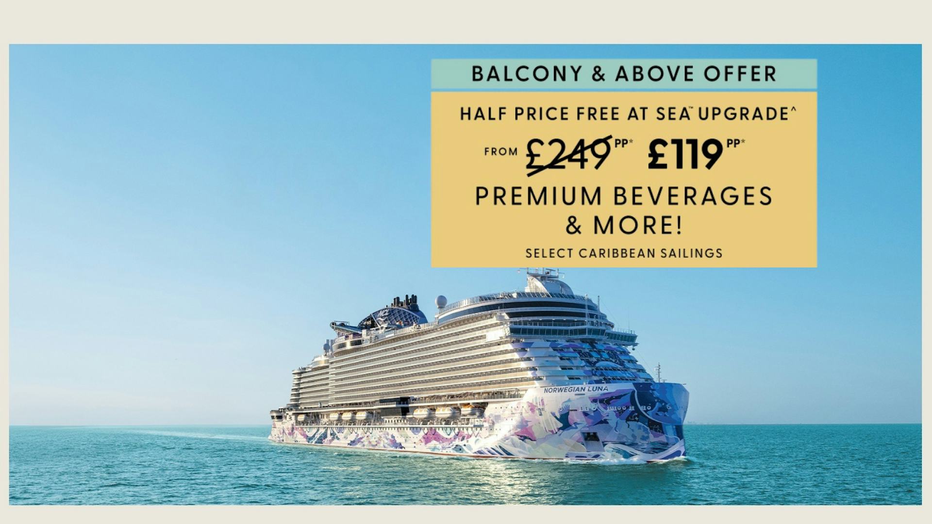 NCL Ship at Sea with their October Flash Sale details of half price free at sea for Caribbean sailings.