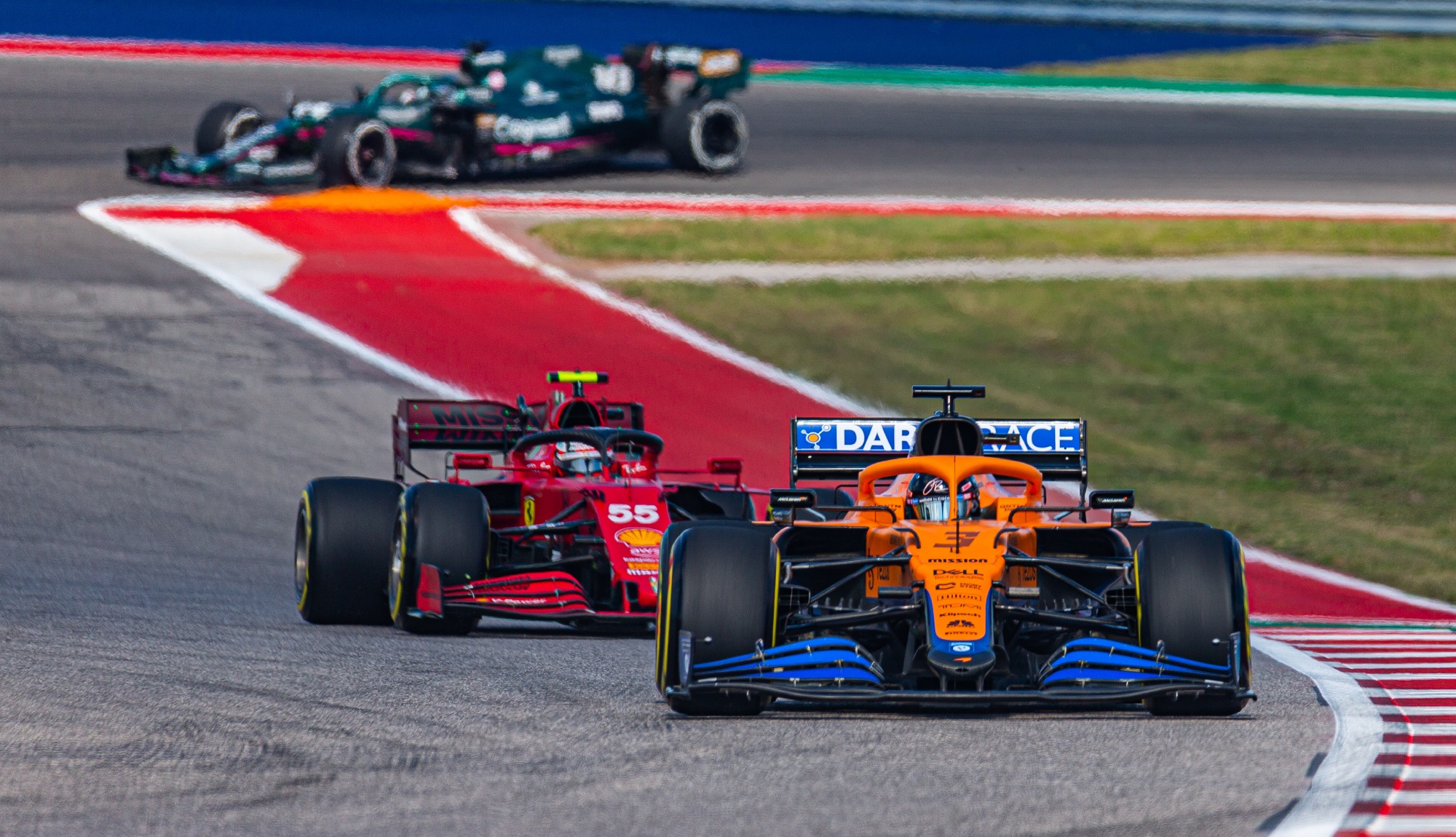 Cars racing at COTA in Austin