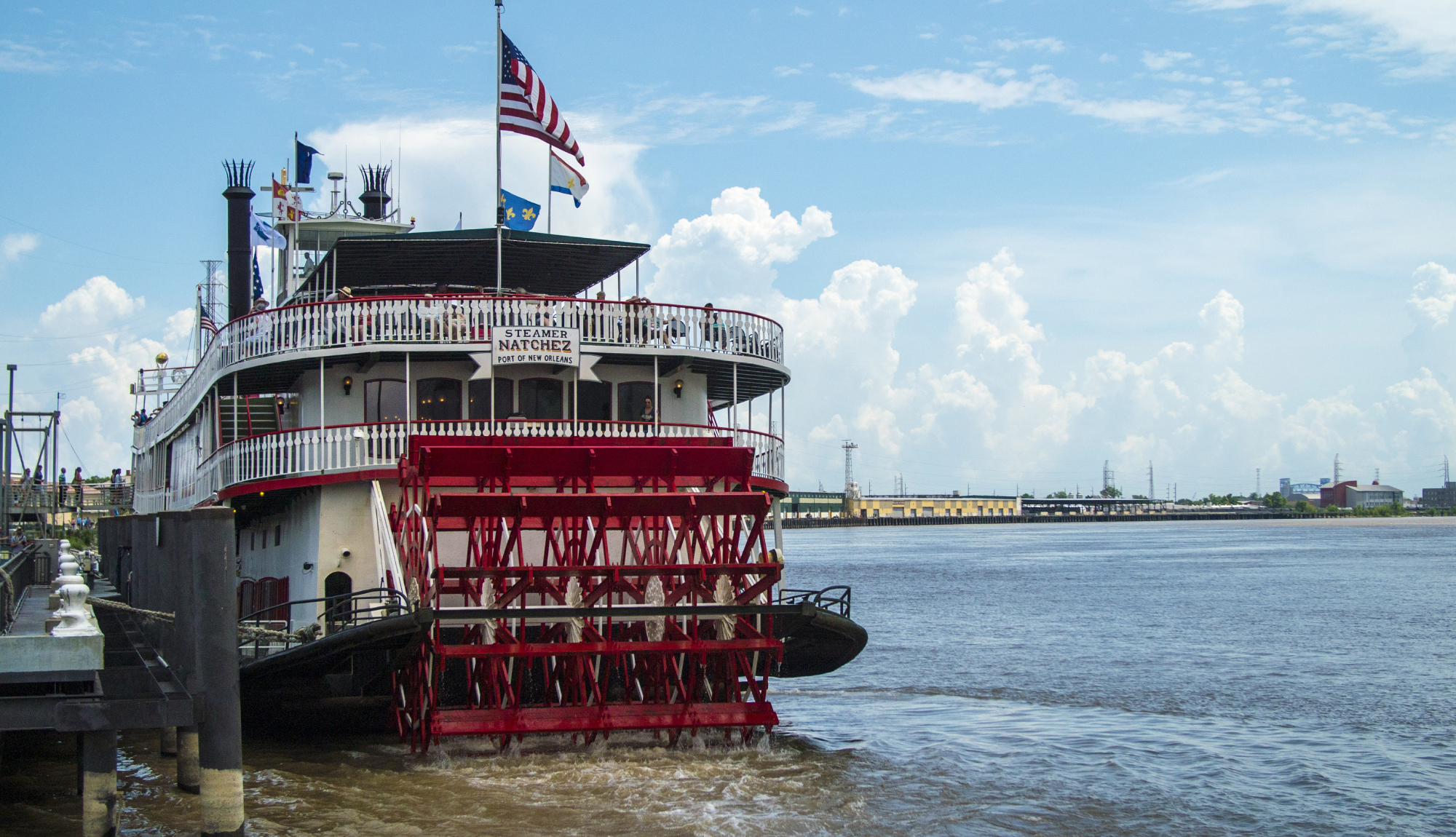 The Natchez Paddle Steamboat which sails along the Mississippi Rive in New Orleans