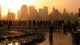 Queen Mary 2 guests enjoying views of New York