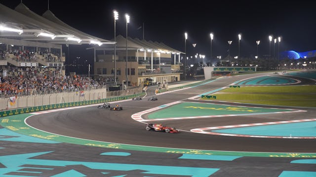 Formula One cars at turn 5 of the Abu Dhabi Grand Prix