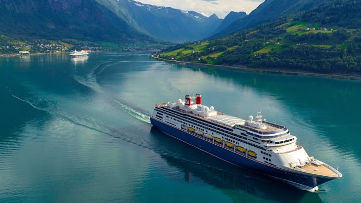 Fred Olsen ship sailing the Norwegian Fjords