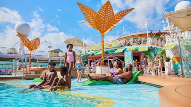 Family enjoying the pool deck