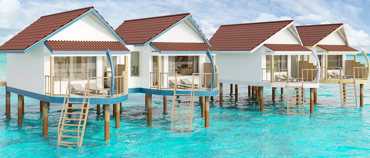 Water villas at OBLU Xperience Ailafushi in the Maldives