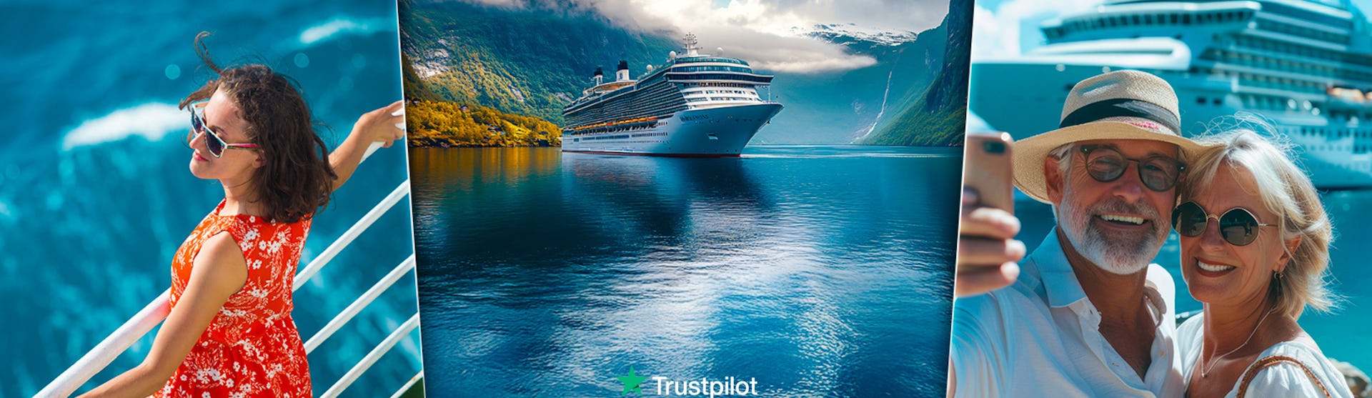 Paramount Cruises homepage banner, an independent cruise specialist with a 5* Trust Pilot rating