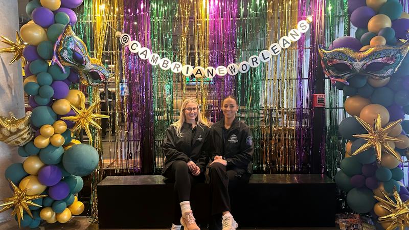 Jess & Leah at Cambria Hotel in New Orleans for Mardi Gras celebration